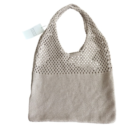 ninexis Handbags - Ninexis NWT Neutral Beige Stretchy Open Knit Farmer's Market Summer Shoulder Bag